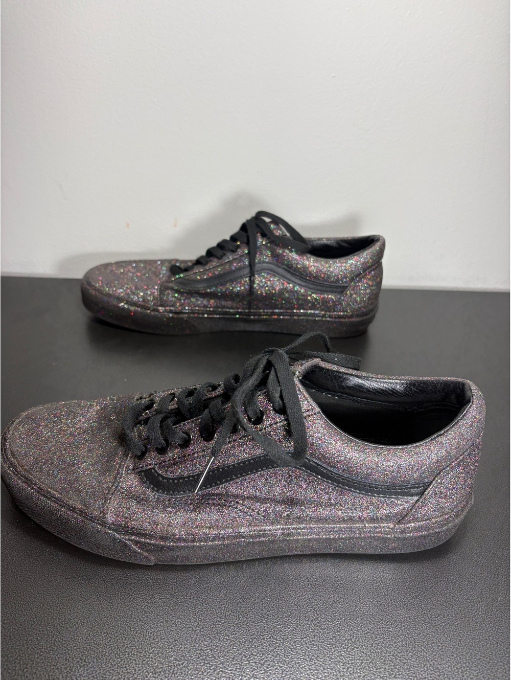 Unisex black rainbow glitter Vans Sneakers - M 9.5, W 11 - Picture 2 of 8